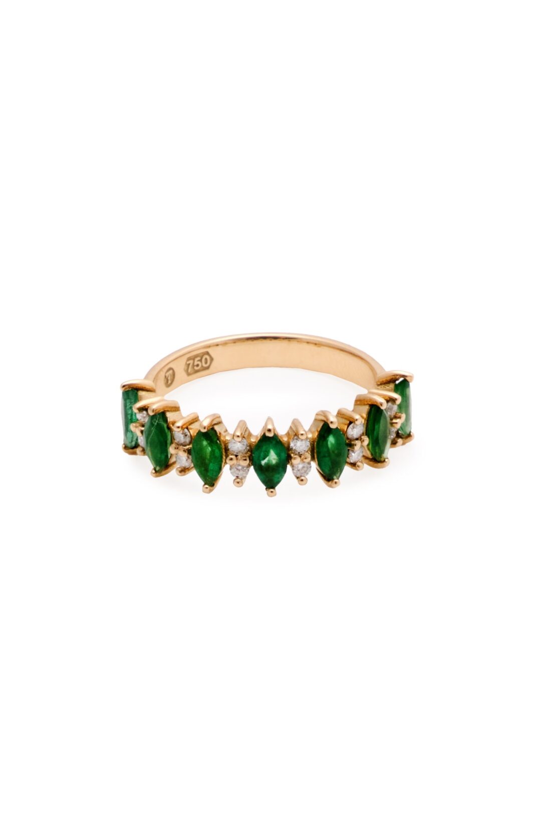 Meia Aliança Esmeraldas e Diamantes - Imagem 5