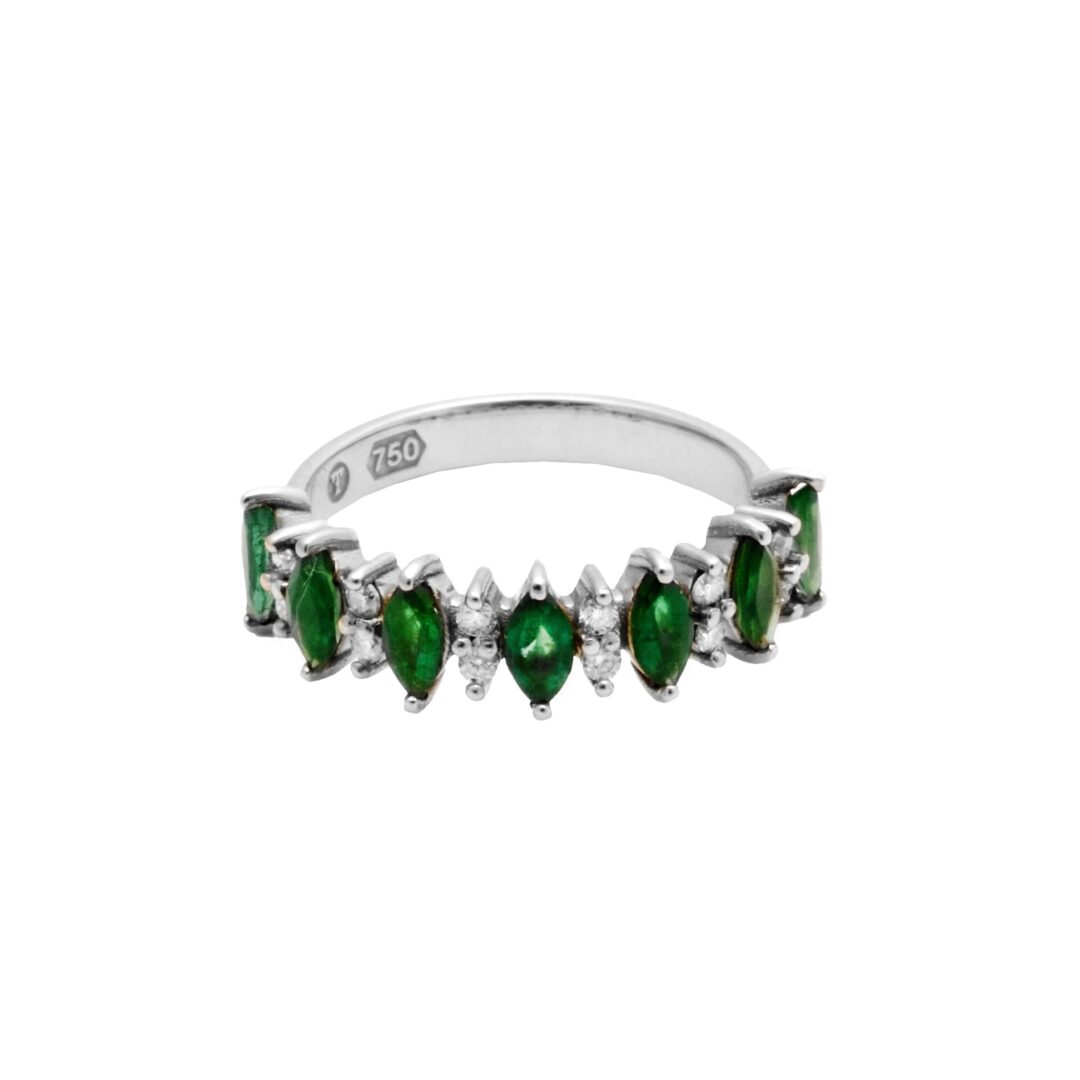 Meia Aliança Esmeraldas e Diamantes - Imagem 6
