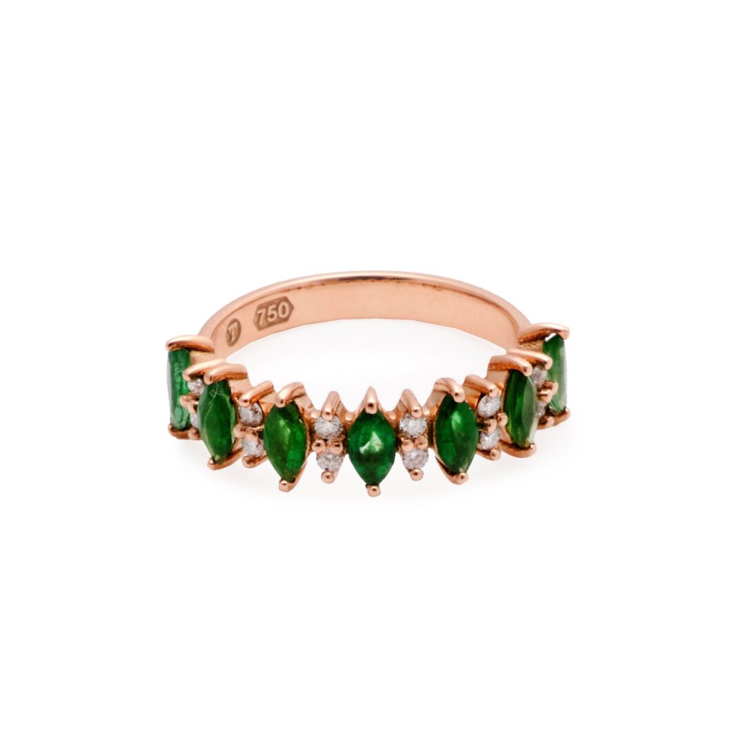 Meia Aliança Esmeraldas e Diamantes - Imagem 7