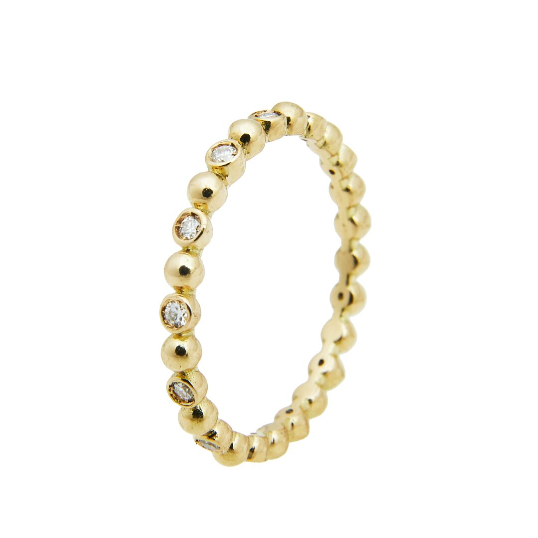 Anel Bee Intercalado de Diamantes