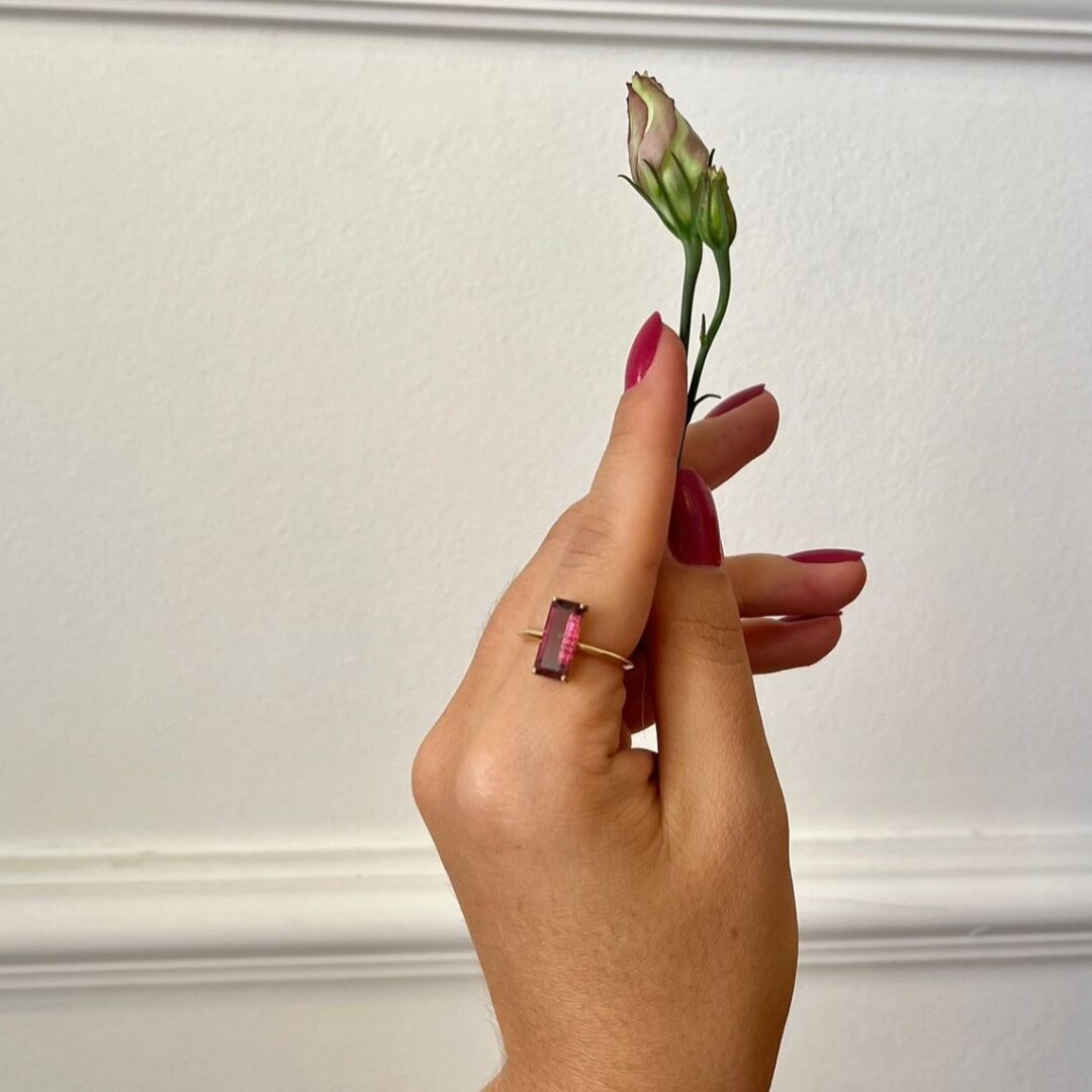 Anel Solitário Turmalina Rosa - Imagem 2