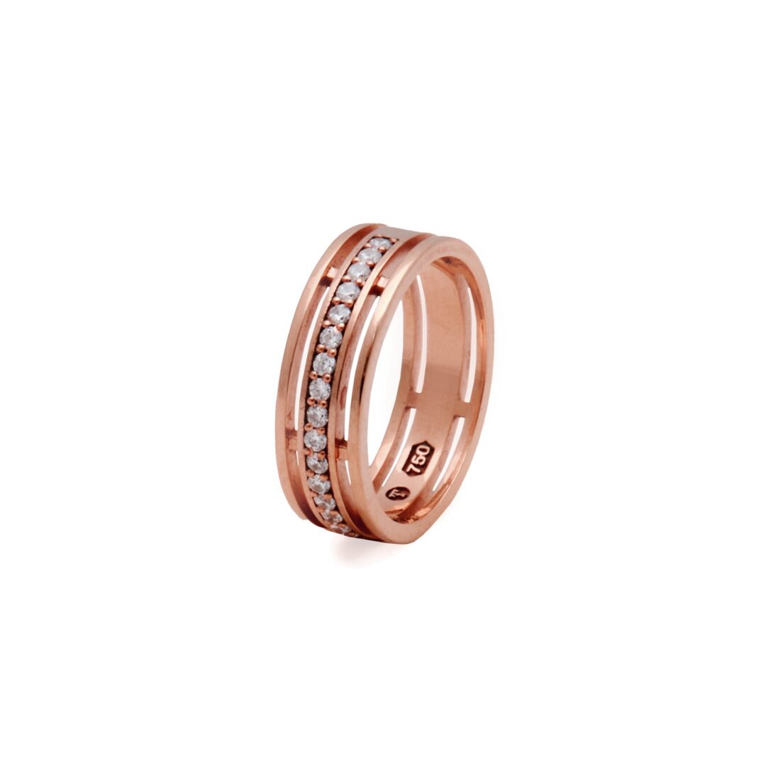 Aliança Tríade com Diamantes - Imagem 4