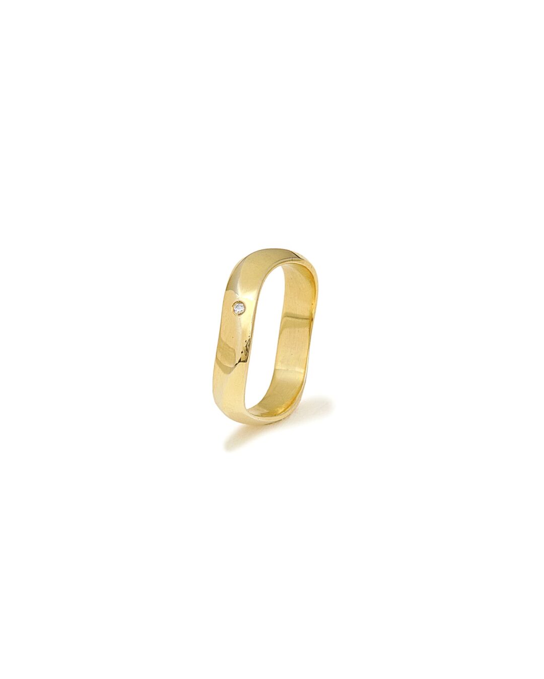 Aliança Wave com Diamante