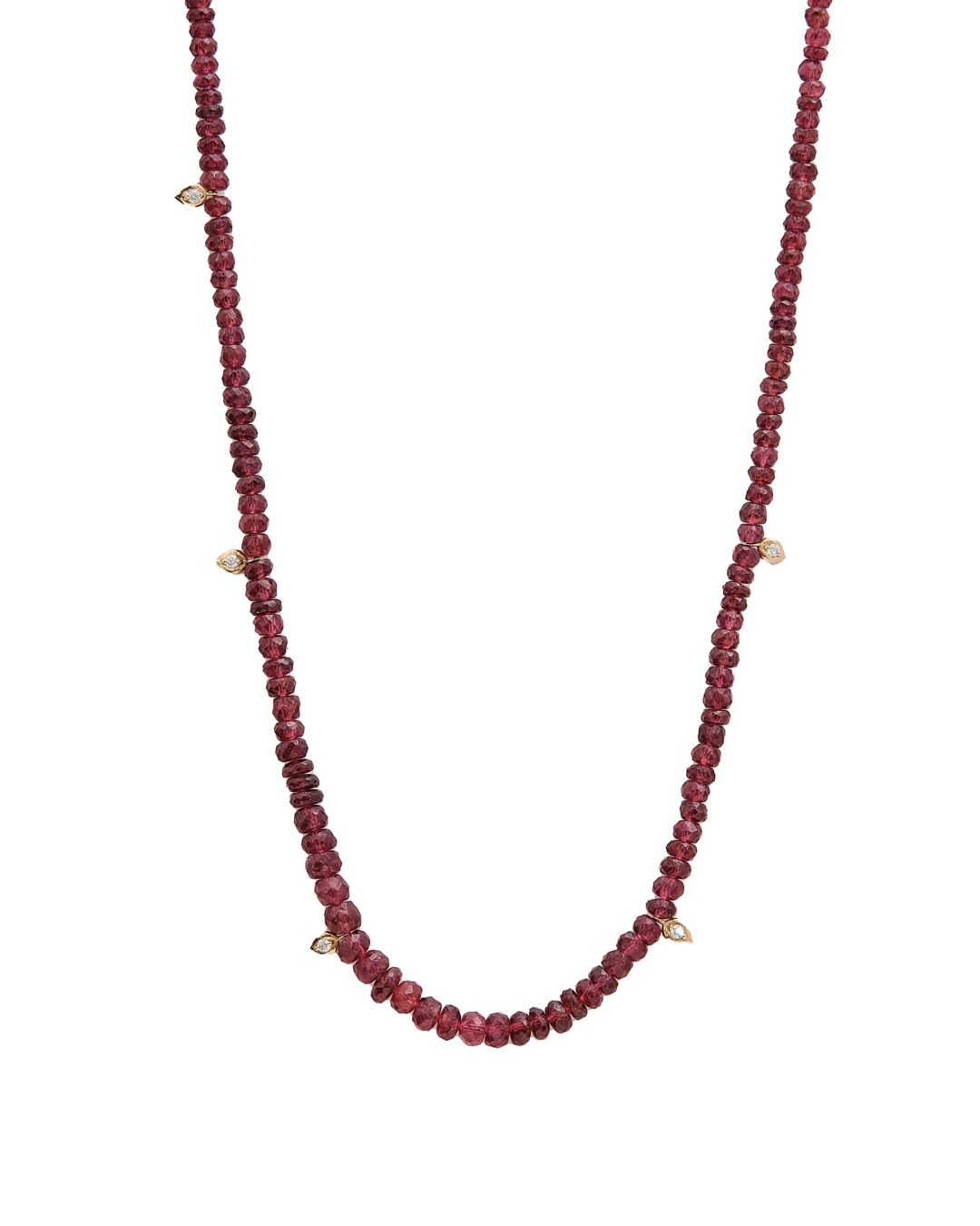 Gargantilha Rubi Bisotado com Gotas Diamantes
