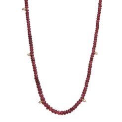 Gargantilha Rubi Bisotado com Gotas Diamantes
