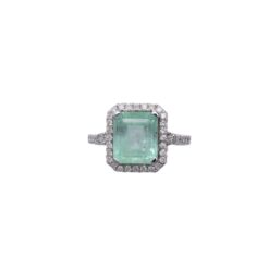 Anel Esmeralda Colombiana com Diamantes