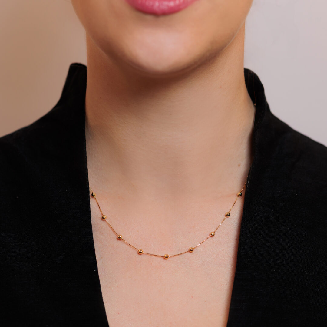Corrente Bolinha 3mm 45 cm Ouro 18k - Imagem 2