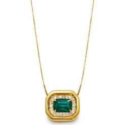 Gargantilha Esmeralda Retangular com Diamantes