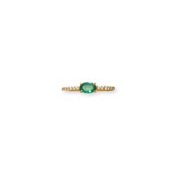 Meia Aliança Esmeralda com Diamantes