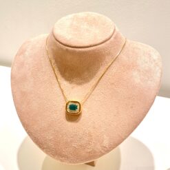 Gargantilha Esmeralda Retangular com Diamantes