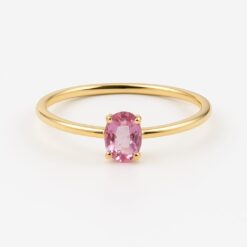 Anel Solitário Safira Rosa